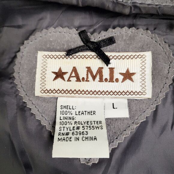 AMI Short Suede Jacket w/ Brass Toned Snaps Gray Women's M/L - Picture 6 of 16